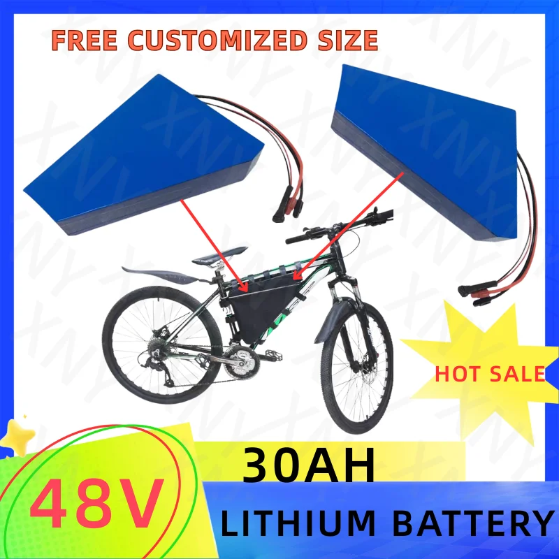 

48v 30Ah Lithium ion bateria Li ion triangle battery 18650 BMS for 1500W 2000W motorcycle Bicycle Mountain bike + 5A Charger