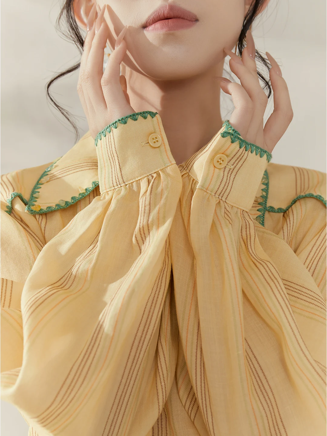 

Flowing Era Women's Long Sve Embroidered Beaded irt Lightweight Sun Protection irt Breathable Skin-Friendly Polye...