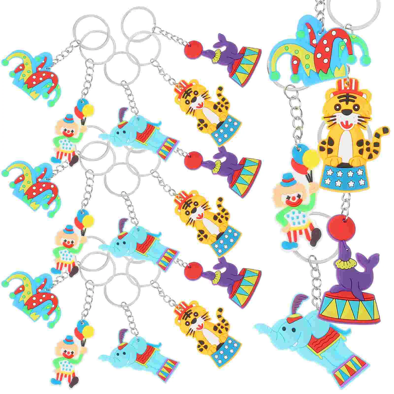 20pcs Key Chains Small Keyrings Carnival Circus Theme Key Chain Purse Decoration Cute Keychains