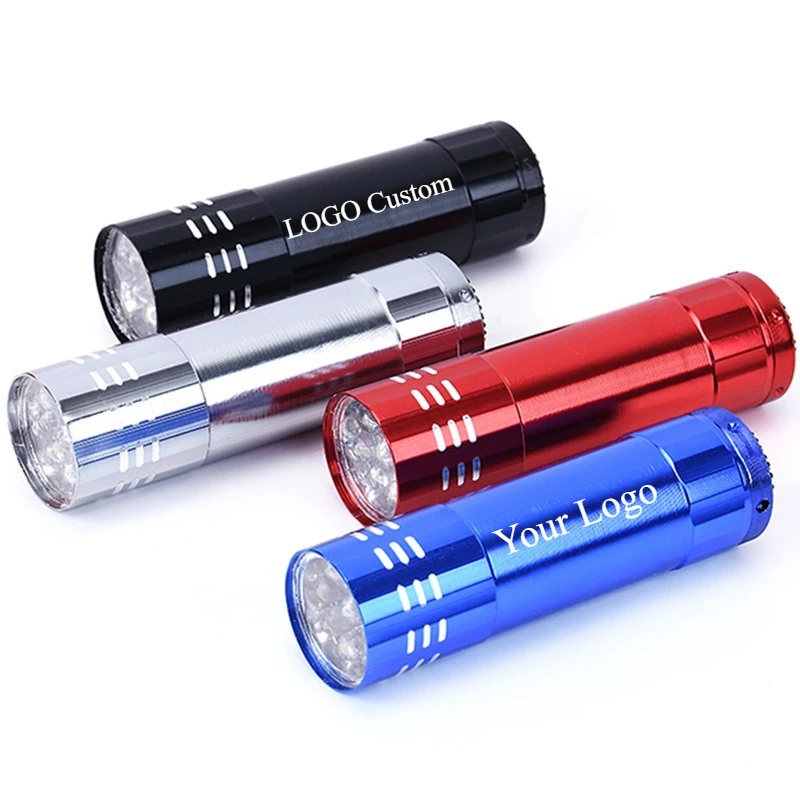 30pcs Mini Flashlight Keychain Torch 9-LED Bright White Light Customize Logo Business Promotion Gift Mini Pocket Flashlights