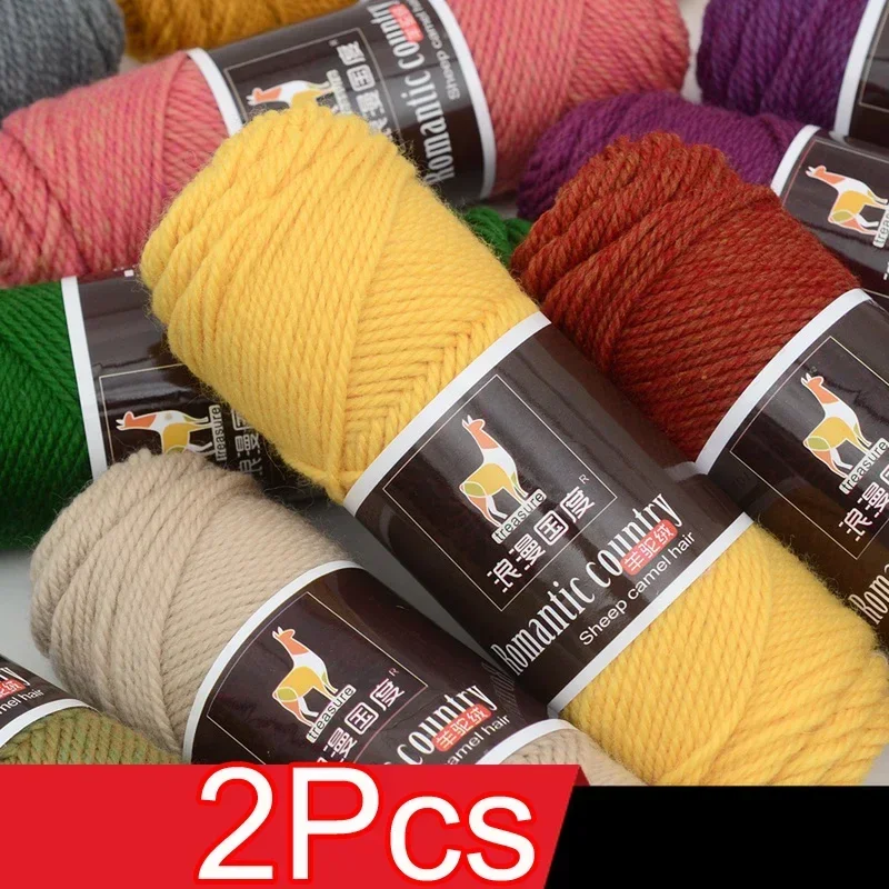 2Pcs total 200g Hand knitting Alpaca yarn Soft Warm Wool Crochet Yarn Thread knit sweater Scarves blanket Gloves line thick lana