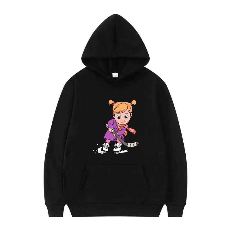 Disney Inside Out Cartoon Print Pattern Donna Elemento Nero Inverno Top Abbigliamento Pullover Donna Felpe economiche Felpe da uomo