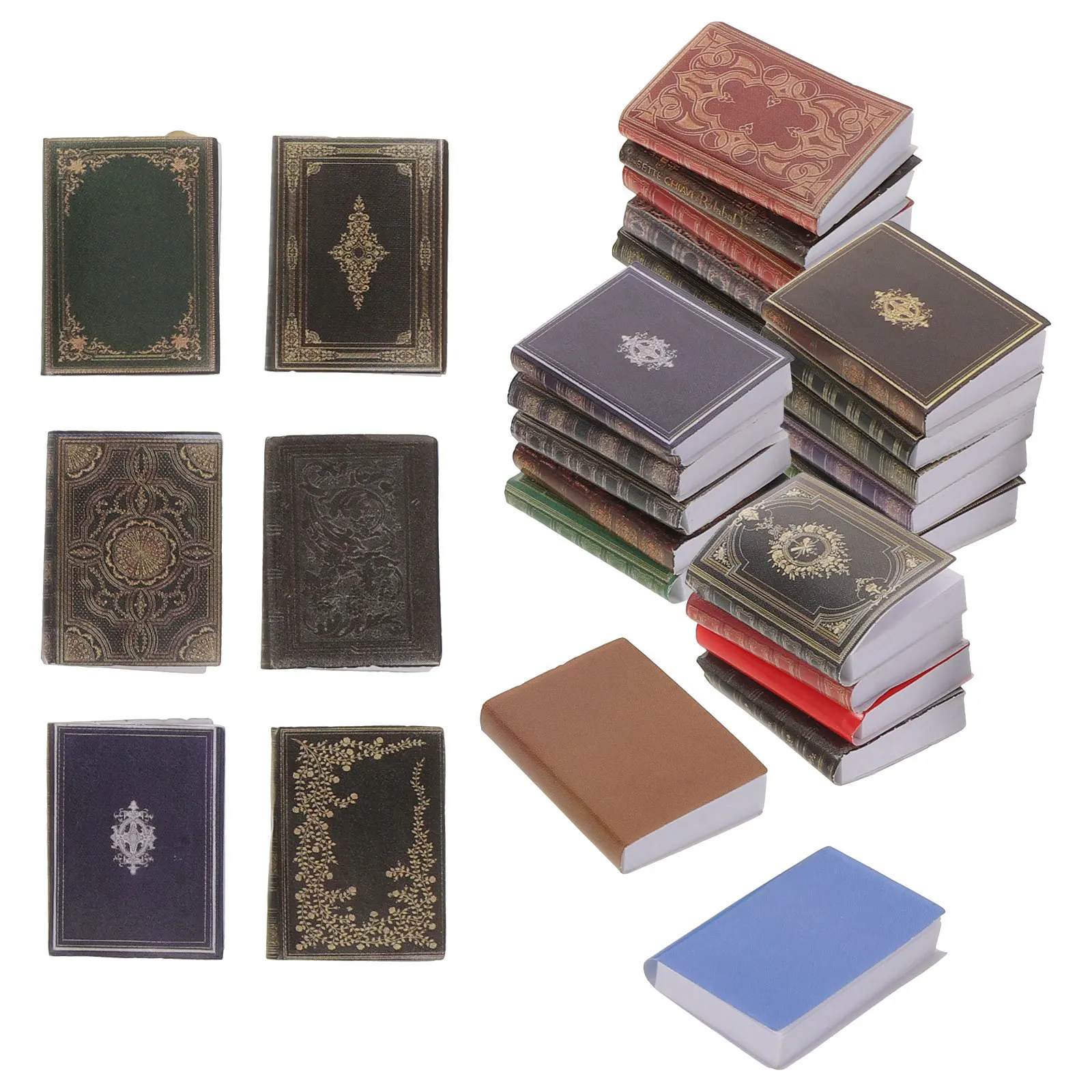 

27Pcs Miniatures Dollhouse Books 1:12 Scale Tiny Handmade Book Models for Dollhouse Decoration Collectors Book Miniatures