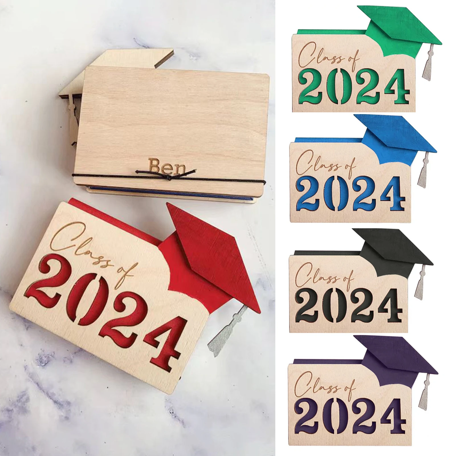 Graduate Gift Card Wood Holder with Strap to Hold the Card in Place for Present Blessing Cards