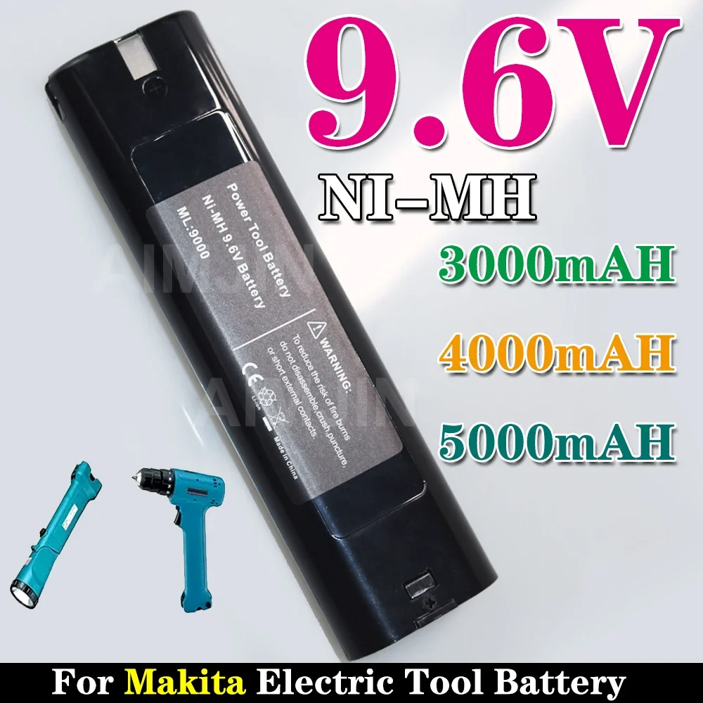 9.6V 3000mAh NI-MH Battery Replacement for Makita 9000 9002 9033, 6095D 6096D 6093D 6012HD DA391D 5090D 4390D 5090D 8402VD ML902