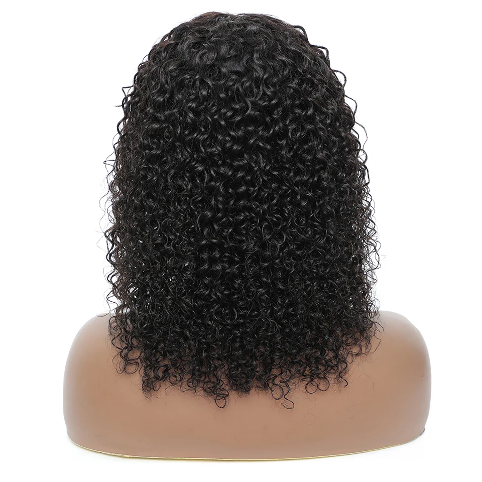 Malasyian Kinky Curly Full Machine Made Wigs 100% Human Hair Afro Curly Short Bob Wigs With Bangs For Black Women Cheap Price