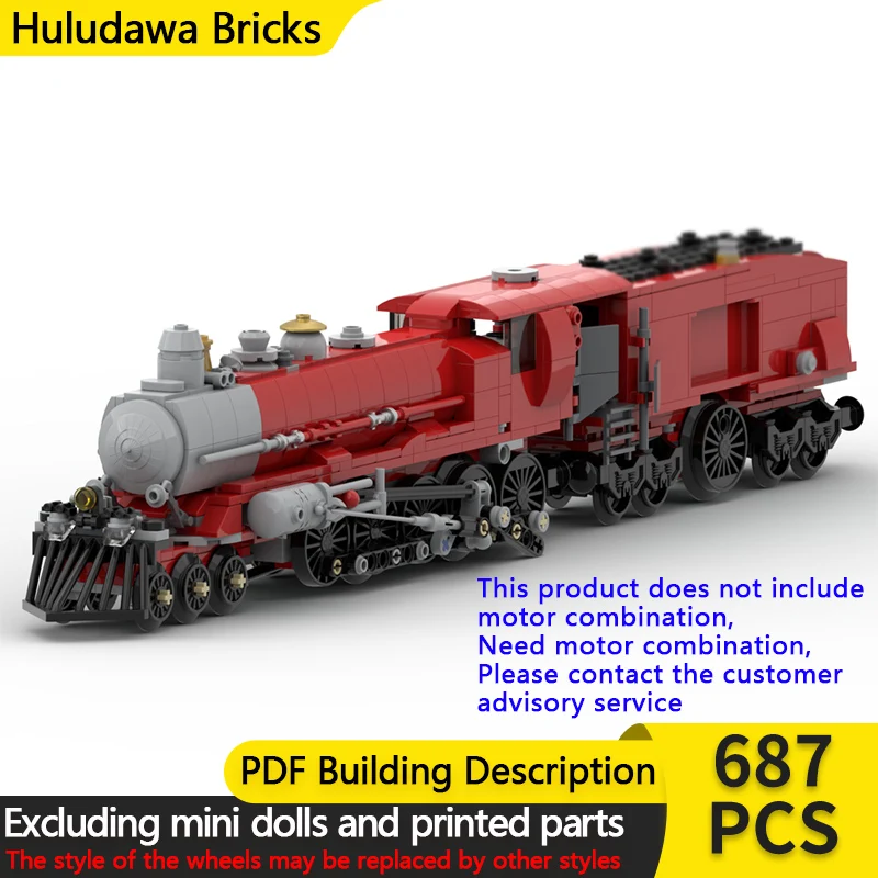 

City Car Model MOC Building Bricks Motorised Red Steam Train Modular Technology Children Holiday Gifts Assemble Toys Suit