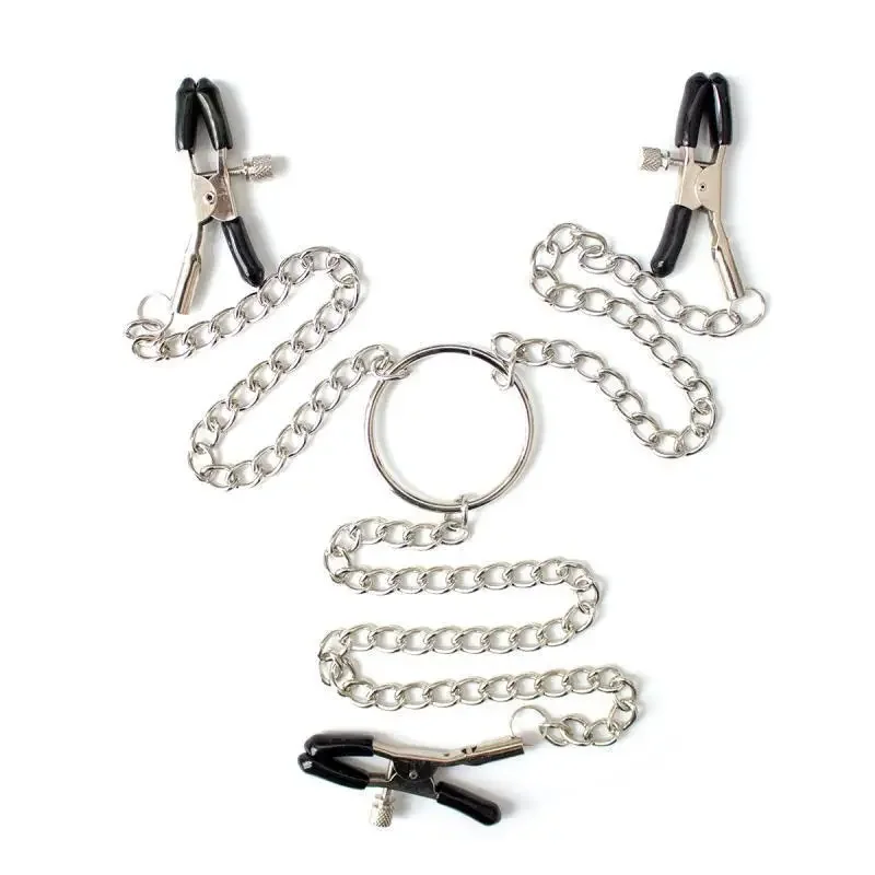 

Sex Toy Sets Nipples Breast Forceps BDSM Slave Bra Clitoris Clamp Chain Kits Nipple To Clit 3 Clips 3 Chains Set Fetish Sextoy