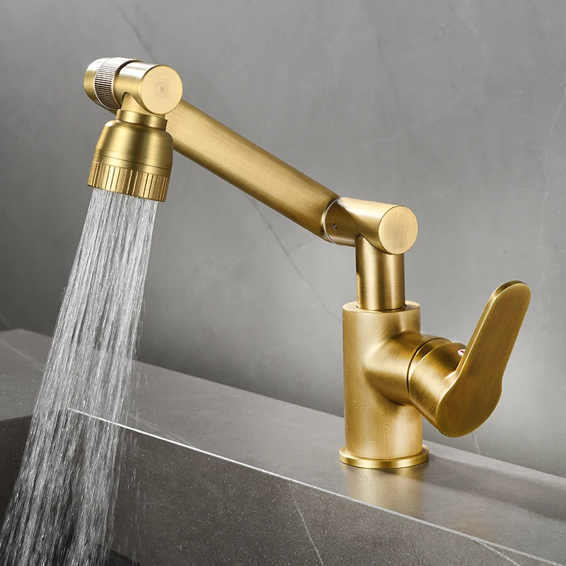

All-copper universal rotating sink faucet hot and cold toilet bathroom cabinet washbasin faucet washing multi-function