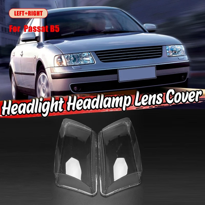 

Pair Left+Right for Passat B5 Car Headlight Lens Cover Headlamp Lampshade Front Light Shell Cover