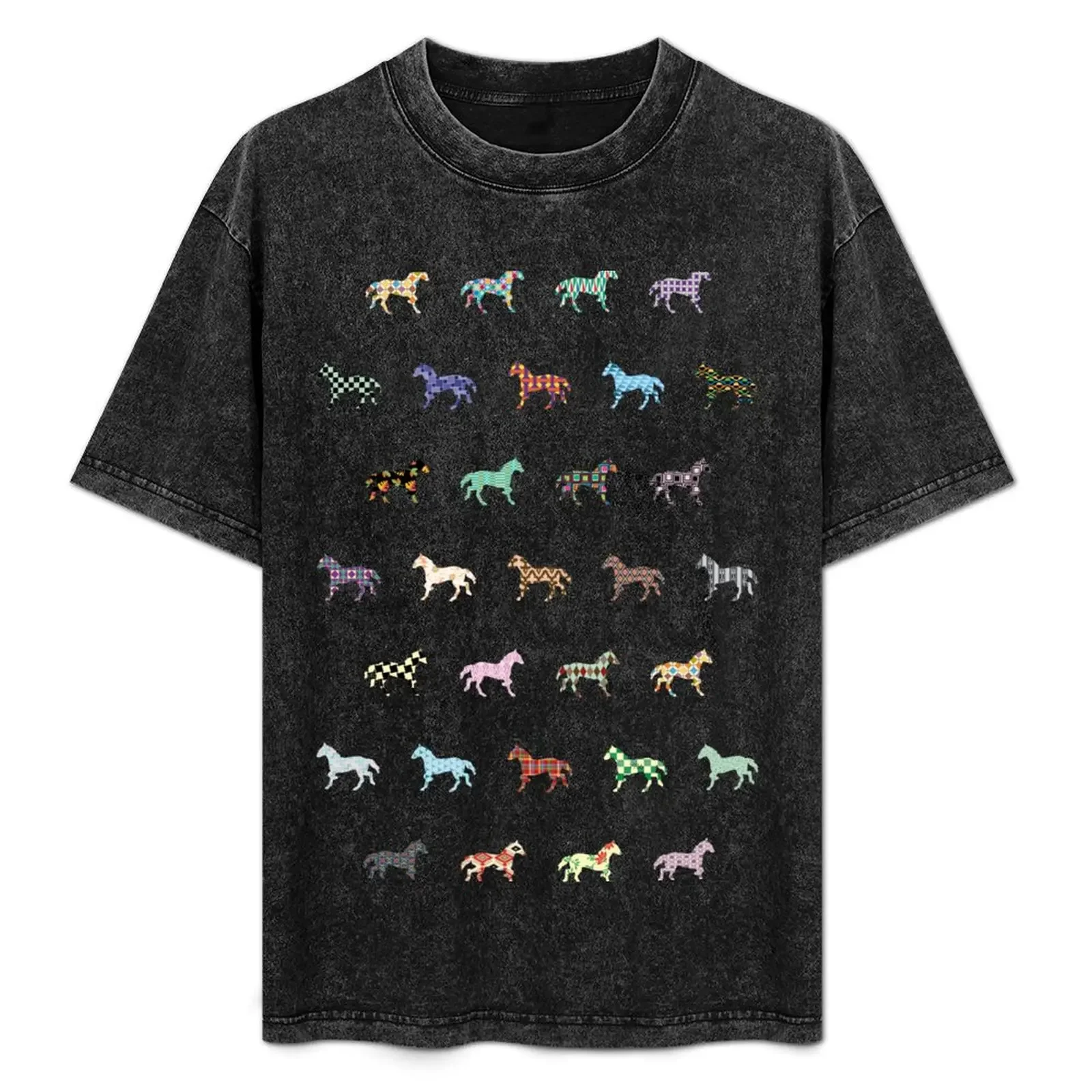

Colorful Horses Lantern Pattern T-Shirt Holiday All Match T-Shirt