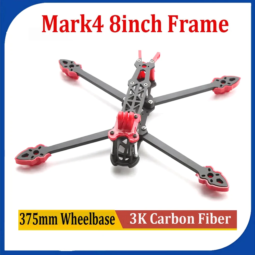 Mark4 8 Zoll 375 mm mit 5 mm Arm Quadcopter Rahmen 3K Carbon Fiber 8" FPV Freestyle RC Racing Drone mit Druckteile für DIY FPV