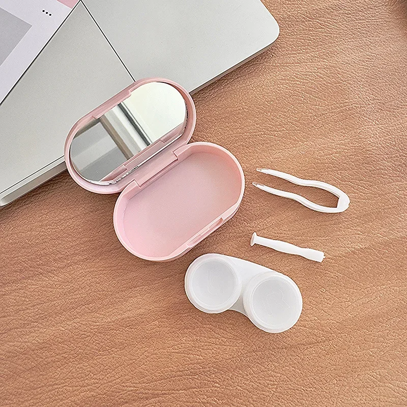 علبة عدسات لاصقة على شكل فيونكة مع مرآة صغيرة محمولة للعناية بالعيون، صندوق حاوية عدسات لاصقة، مجموعة أدوات السفر، منظم إكسسوارات النظارات #6