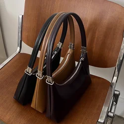 Fashion Elegant Underarm Bag Simple Retro Women Genuine Leather Tote Bag\Handbag Real Leather Lady Shoulder Crossbody Bag