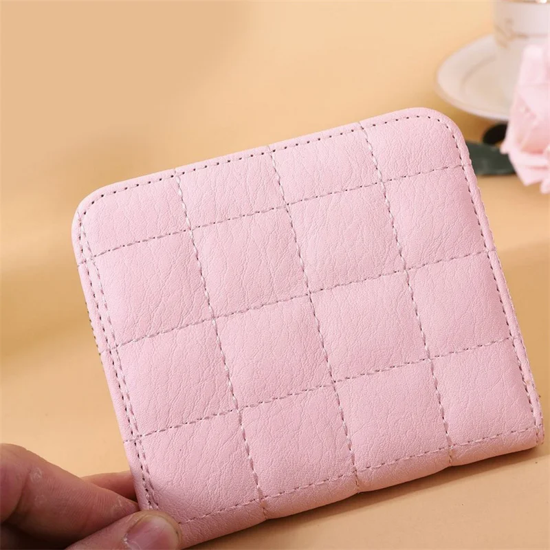 New Women Short Wallets PU Leather Female Plaid Purses Card Holder Wallet Fashion Woman Small Zipper Wallet With Coin Purse