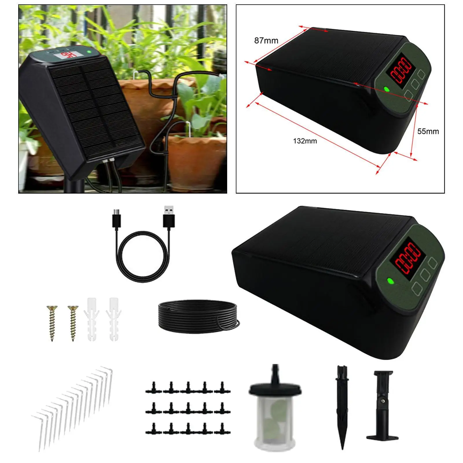 

Solar Timing Drip Irrigation Pump Kit Vegetables Garden Tool Vacation Flowers Easy to Use Timer Modes Flower Watering Machine