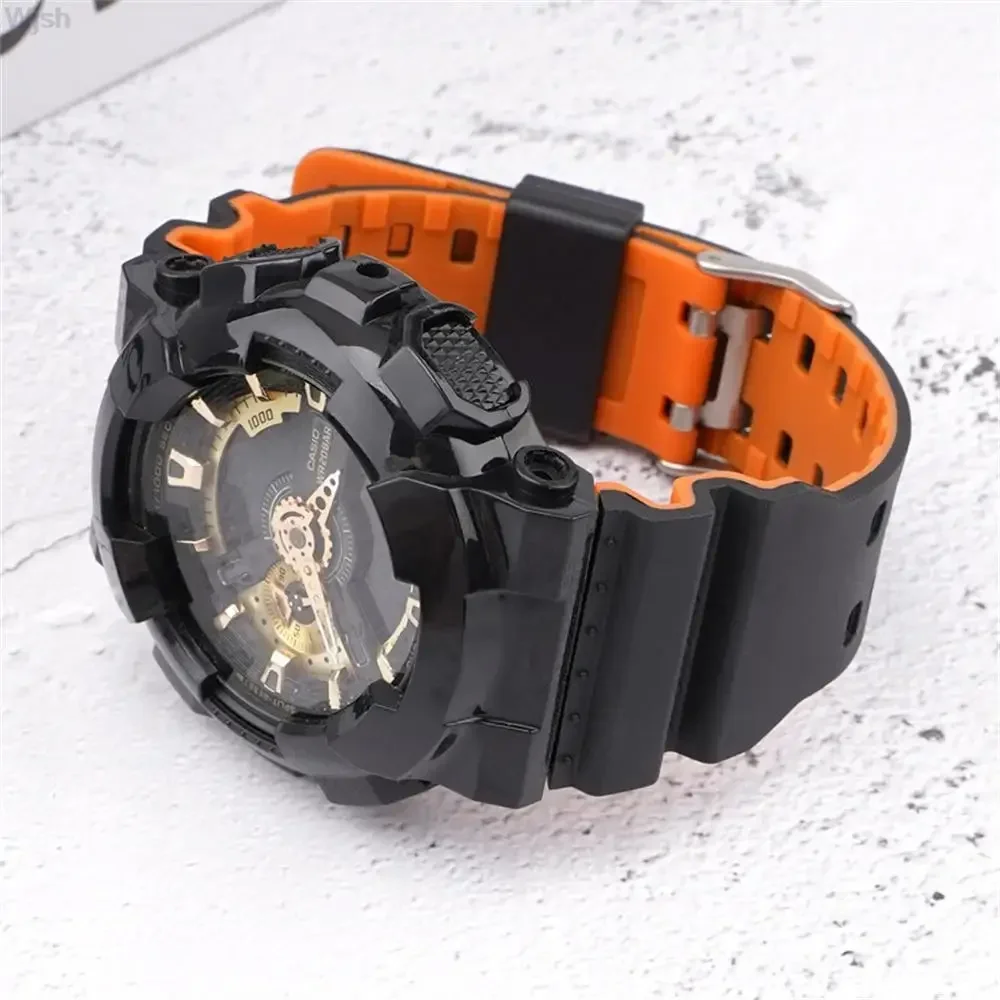 TPU Resin Strap for CASIO G-Shock GA100/110/120/140/300/400/700 Rubber Watchband Pin Buckle Strap Watch Wrist Bracelet Black image 5