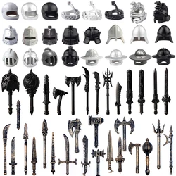 MOC Medieval Building Blocks Figures Soldiers Accessories Weapons Axes Swords Trident Retro style Mini Bricks Gift Assembly Toys