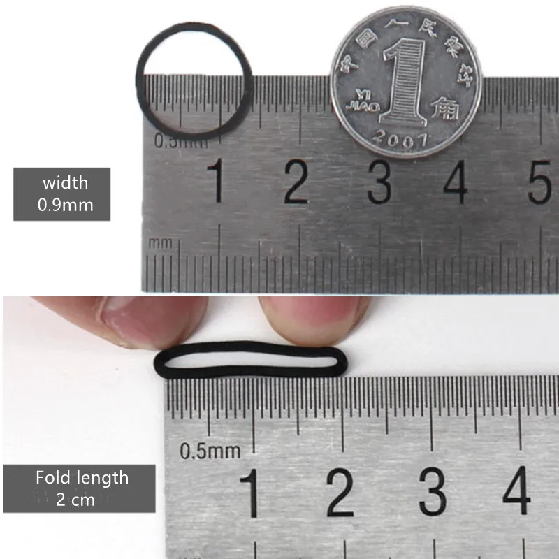1000 قطعة مَطَّاط مصغّر أربطة ، أربطة مرنة ناعمة ، أربطة مطاطية سوداء صغيرة للاستخدام في المكاتب المنزلية ، 06*0.9 مم