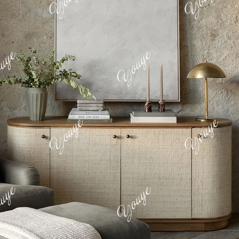 

Французский буфет из цельного дерева для дома, гостиной, входа, современный простой декоративный шкаф для хранения льна