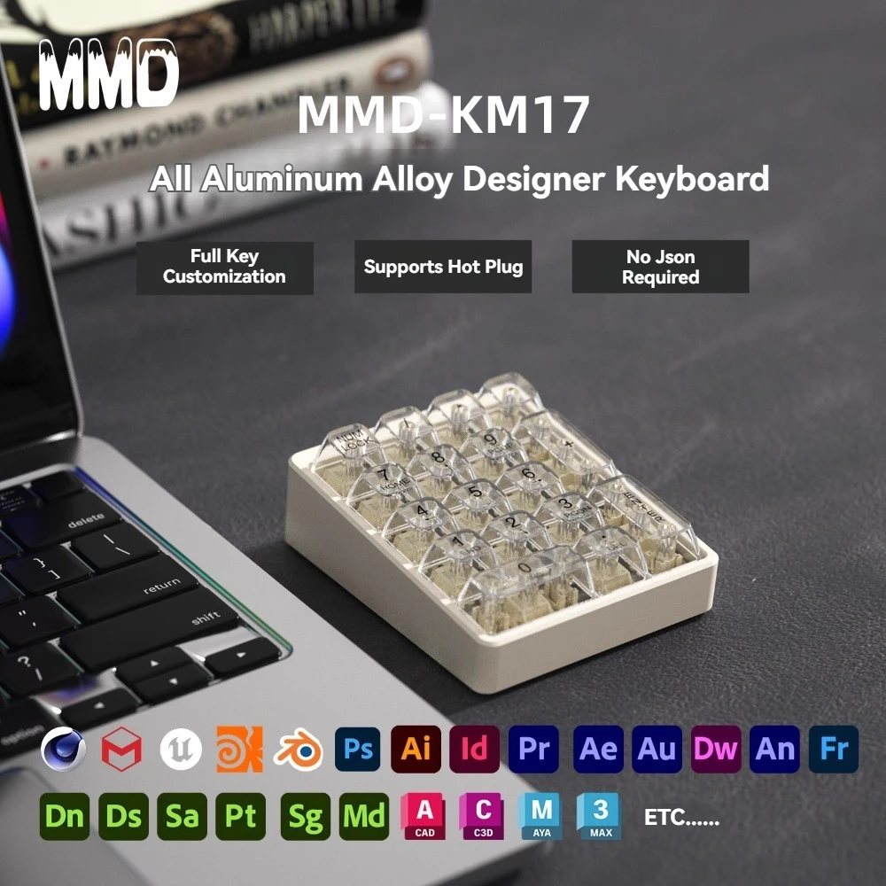 

MMD-KM17 Designer Numeric Keypad Wired Type-C Gasket Hot-Swap Custom Aluminum Mini Office Gaming Mechanical Keyboard PS/PR/C4D