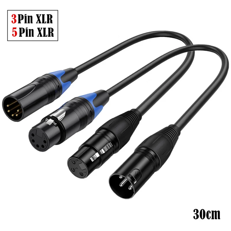 XLR Male 3 Pin to XLR Female 5 Pin XLR Female 3 Pin to XLR Male 5 Pin Audio Cable for Microphone DMX Stage Light Turnaround