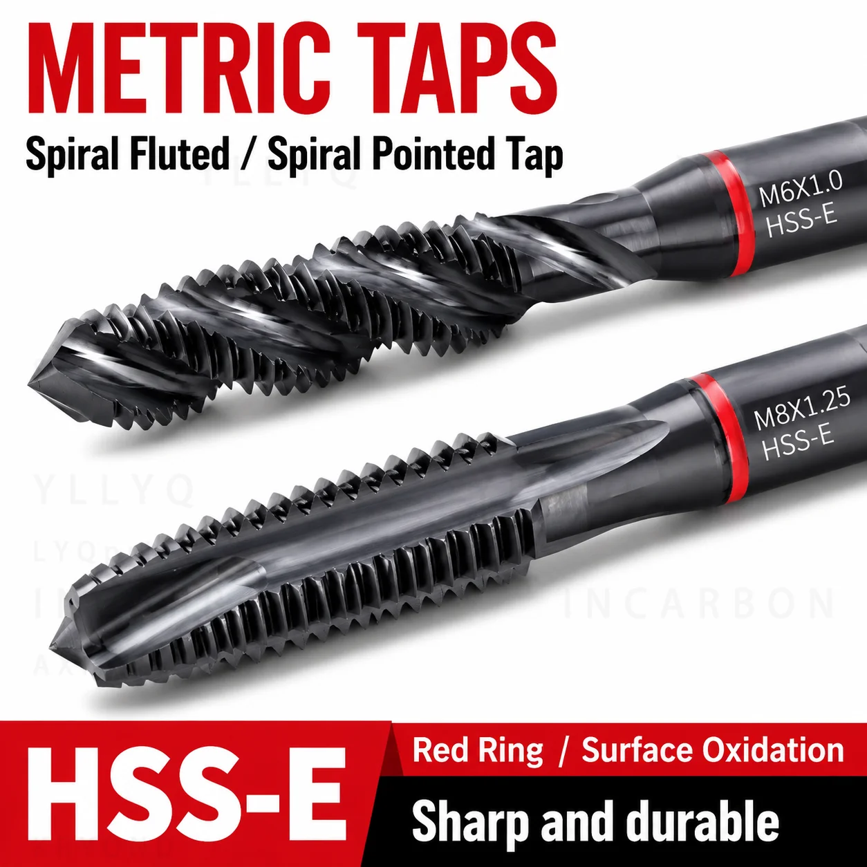 1 pièce, 5 pièces, Tige de taraudage à cannelure spirale YG HSSE INOX M14-M24, filetage métrique fin, anneau rouge, outil de taraudage pour machine CNC