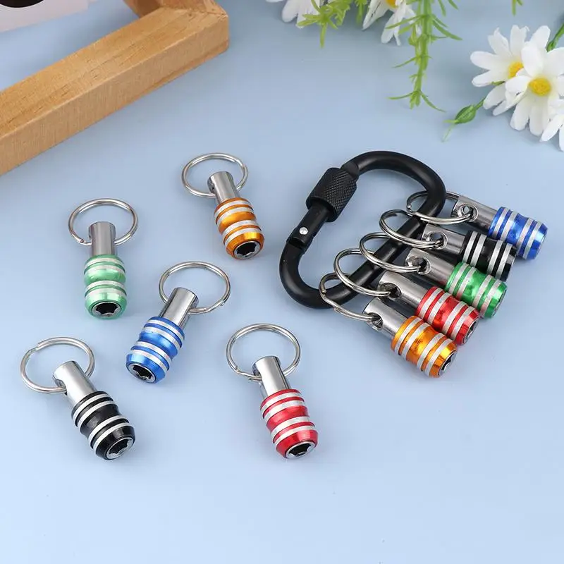 5pcs Color Keychain Quick Change Connecting Rod 1/4 Hex Handle Screw Head Quick Release Conversion Sleeve Set
