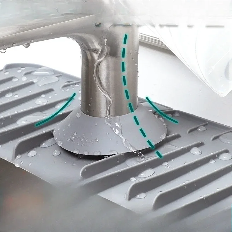 For Bathroom Kitchen Gadgets 1pc Silicone Faucet Absorbent Kitchen Mat Sink Splash Catcher Countertop Protector Mat Draining Pad