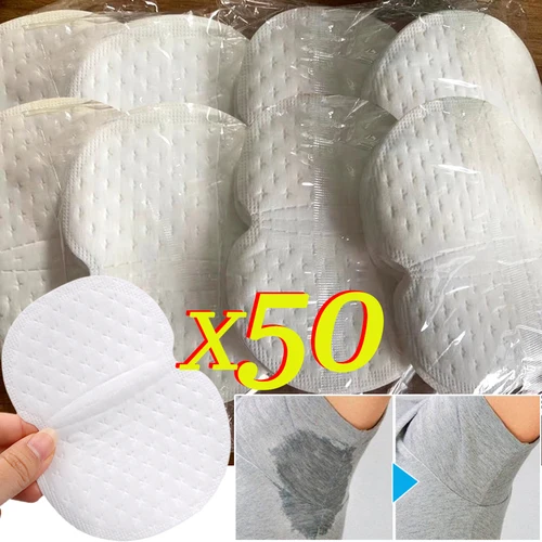50 Uds. Pegatinas invisibles absorbentes para el sudor de las axilas, almohadillas antitranspirantes para el cuidado de la ropa, pegatinas ligeras antisudor para verano