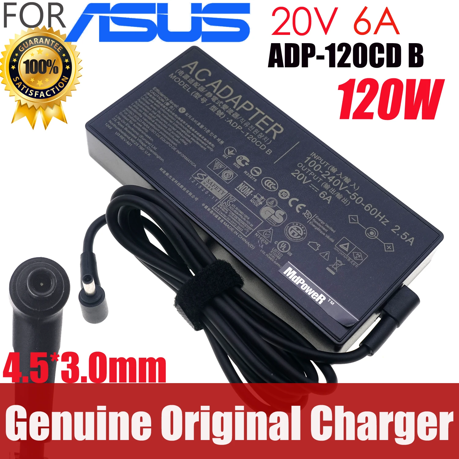 

120W 20V 6A Original AC Adapter Charger For Asus VivoBook Pro 15 M3500QA-L1081T M3500QA-L1082W A17-120P2A ADP-120CD B PA-1121-22