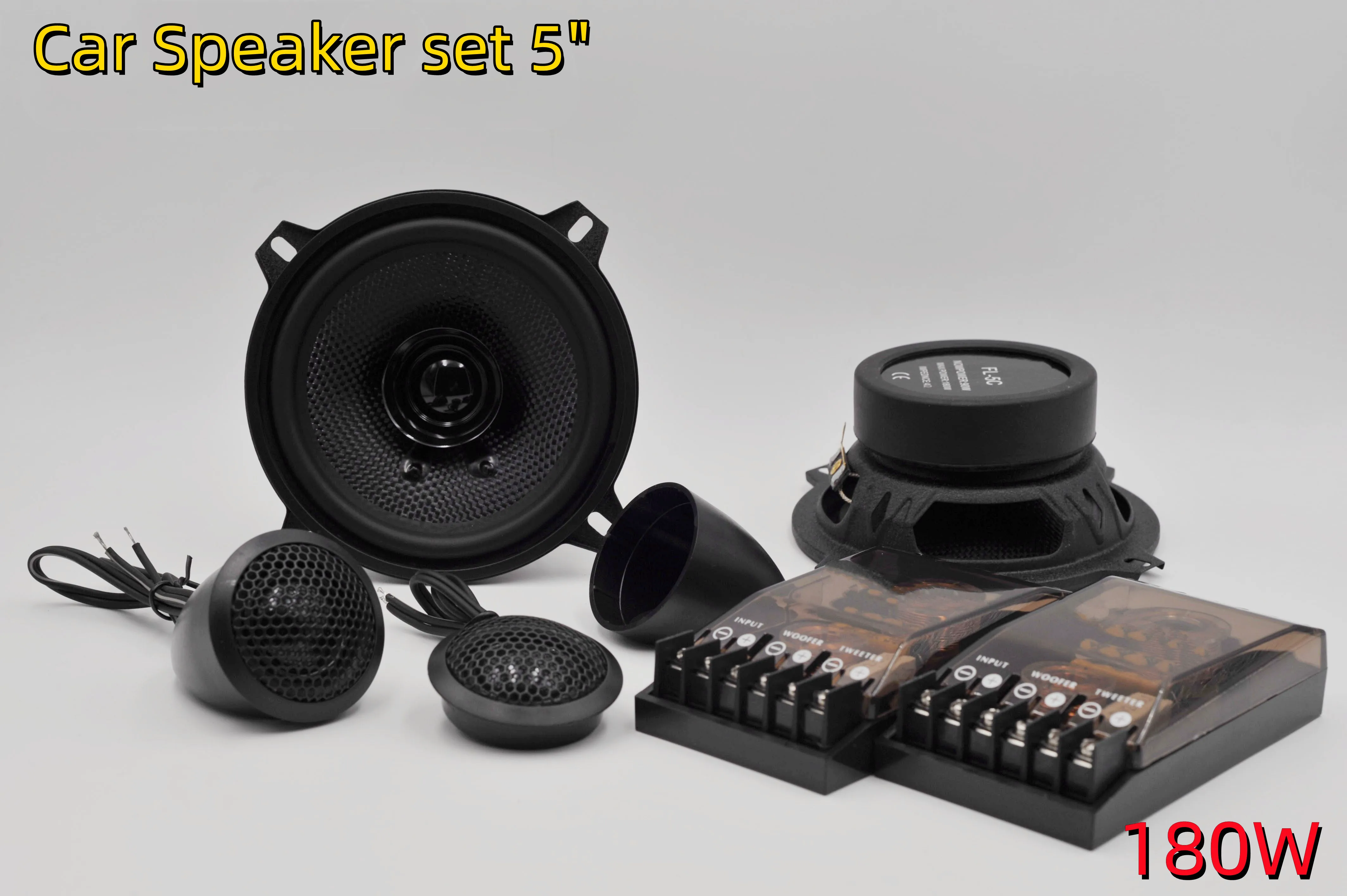 

Car Speakers System 5 Inch 13cm 180W Vehicle Door Auto Audio Stereo Speakers Set HiFi with Tweeter Crossover