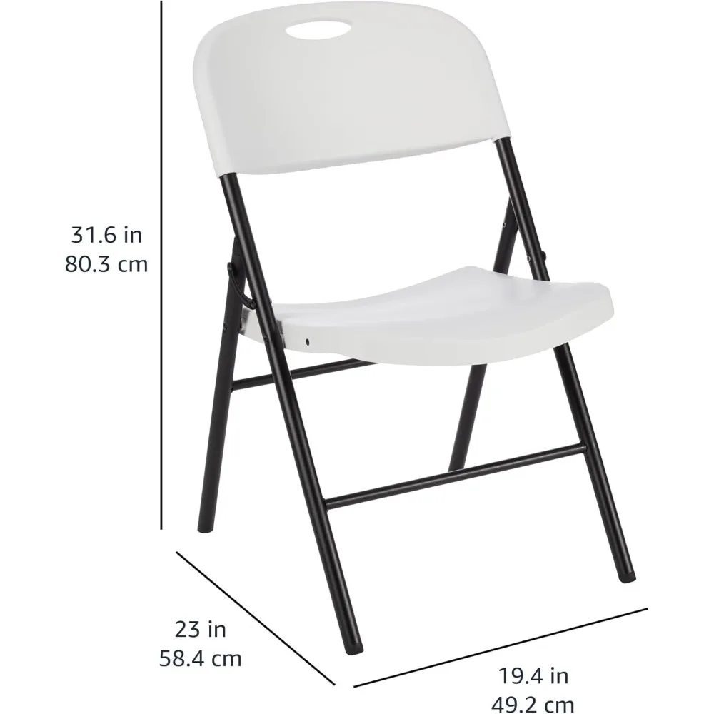 Básico-Cadeira dobrável de plástico branca, capacidade de 350 kg, pacote 6