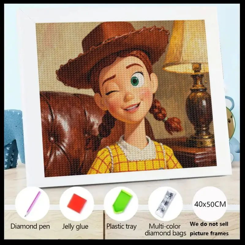 

1 шт. Disney Pixar Toy Story Jessie Diamond Painting, 5D Full Drill Cartoon Cowgirl Winking Girl Art Kit, Большая картина драгоценных камней своими руками,