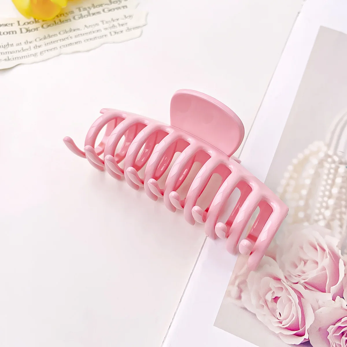 Розовая заколка для волос в форме акулы большого размера для девочек, милый темпераментный аксессуар для волос на затылке