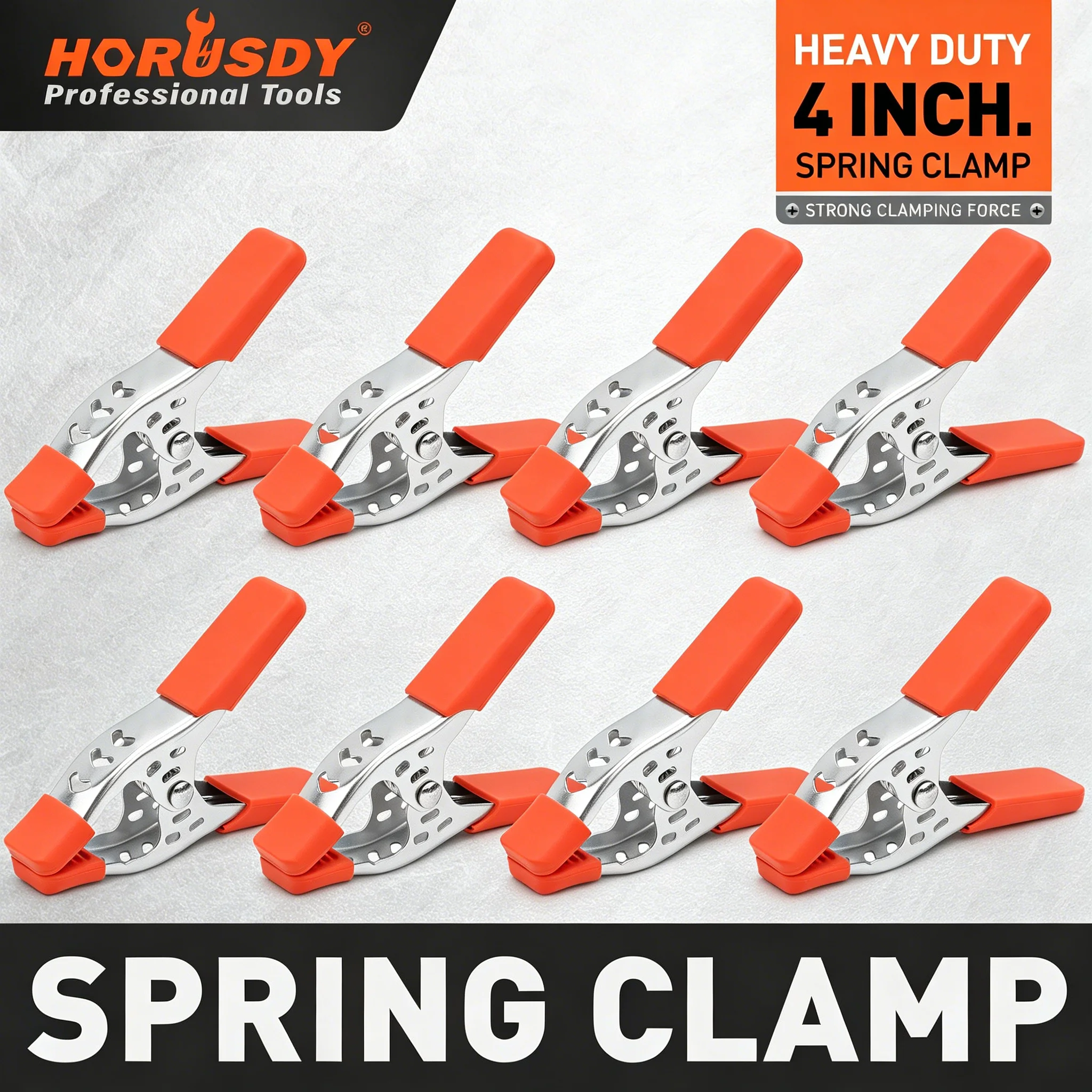 HORUSDY 8-Piece 4' inch Spring Clamp, Heavy Duty Spring Metal Spring Clamps, 1.5'-Inch Jaw Opening