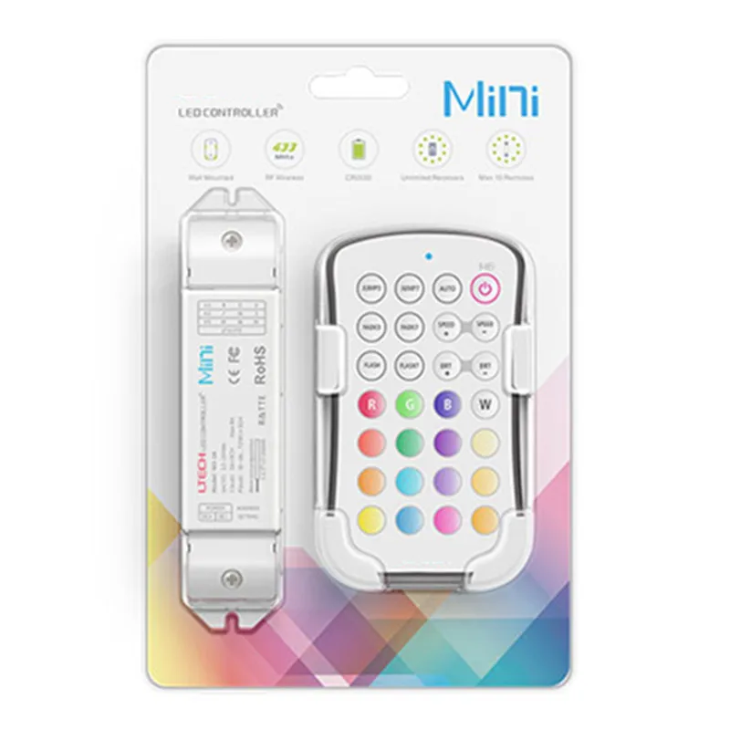 Imagem -06 - Mini Conjunto Remoto sem Fio rf 12v 24v 2.4g Única Cor Cct Rgb Rgbw Rgb Mais Cct Led Strip Controller Monocromático Interruptor Dimmer Luz