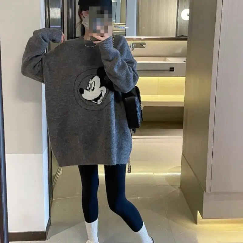 

Женский теплый свитер-пуловер в стиле Kawaii с мультяшным принтом, осенне-зимняя мягкая базовая кофта, новая свободная вязаная кофта в стиле Lazy Style