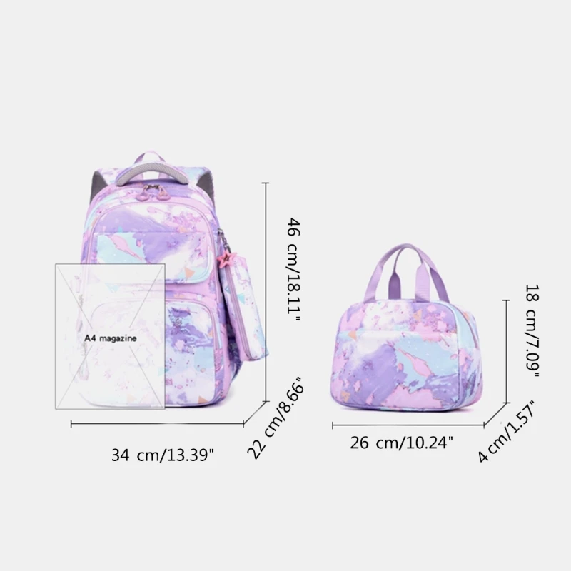 Mochila moderna para meninas com lancheira estojo, perfeita para trabalho estudo