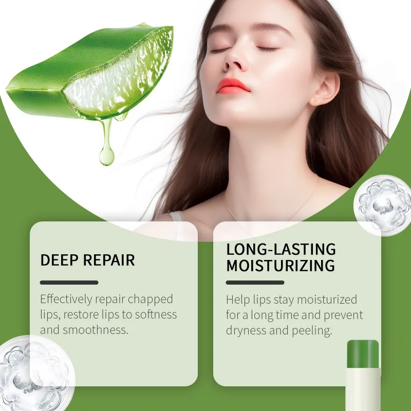 Aloe Vera Lippen balsam befeuchtet tief Reparaturen trockene rissige Lippen Peeling abgestorbene Haut entfernen dunkle Lippen aufhellen Melanin Mattheit