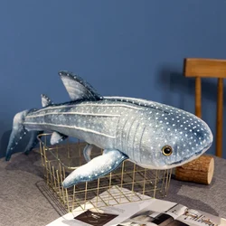 60CM Simulated Whale Shark Plush Toy Soft Stuffed Sea Animal Doll Long Pillow Cushion Sofa Home Decoration