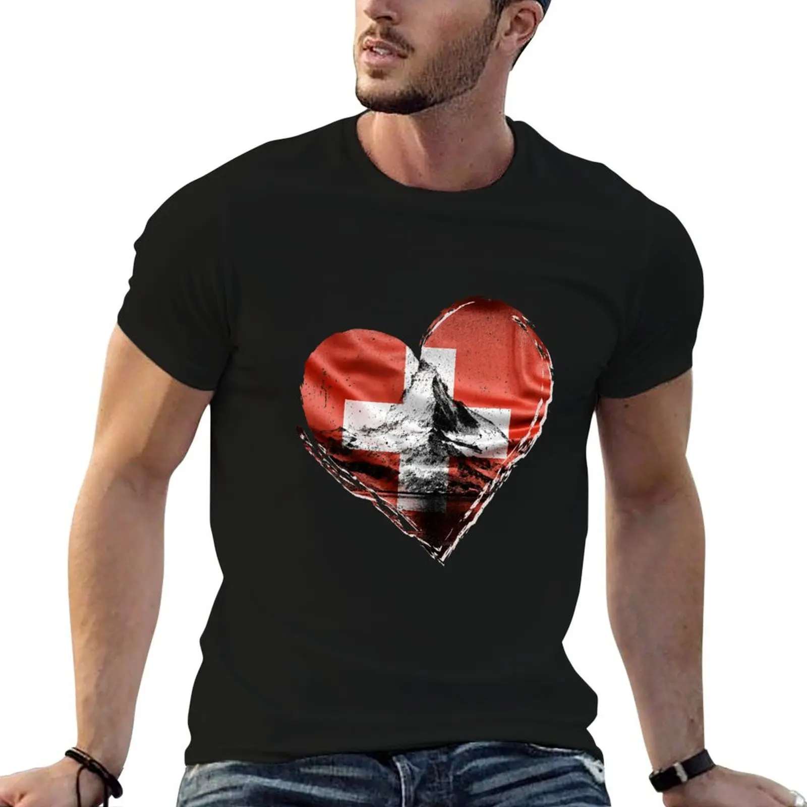 Camiseta con bandera de Suiza, camiseta suiza alemana de Berna, Zurich, Alpes, camiseta para hombre, camisetas de verano para hombre