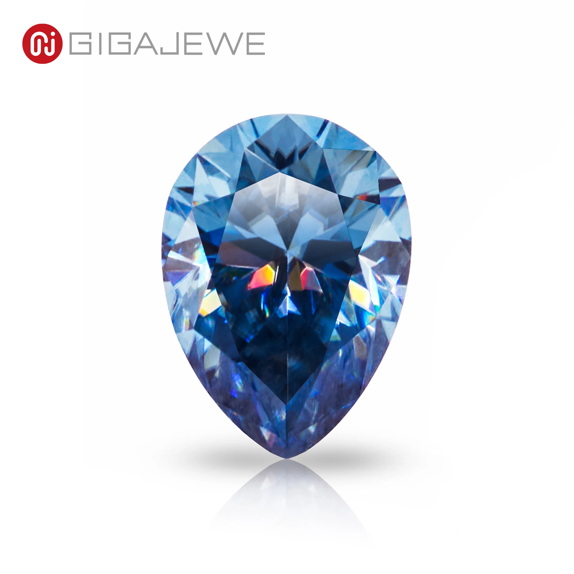 GIGAJEWE Customized Pear Blue Cut Color VVS1 Natural Growth Moissanite Loose Diamond Test Passed Gemstone For Jewelry Making