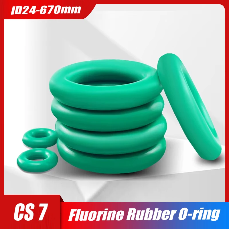 

FKM O Ring CS7mm ID24-670mm Green Fluorine Rubber O Ring Sealing Gasket Insulation Oil High Temperature Resistance Fluorine 1Pc