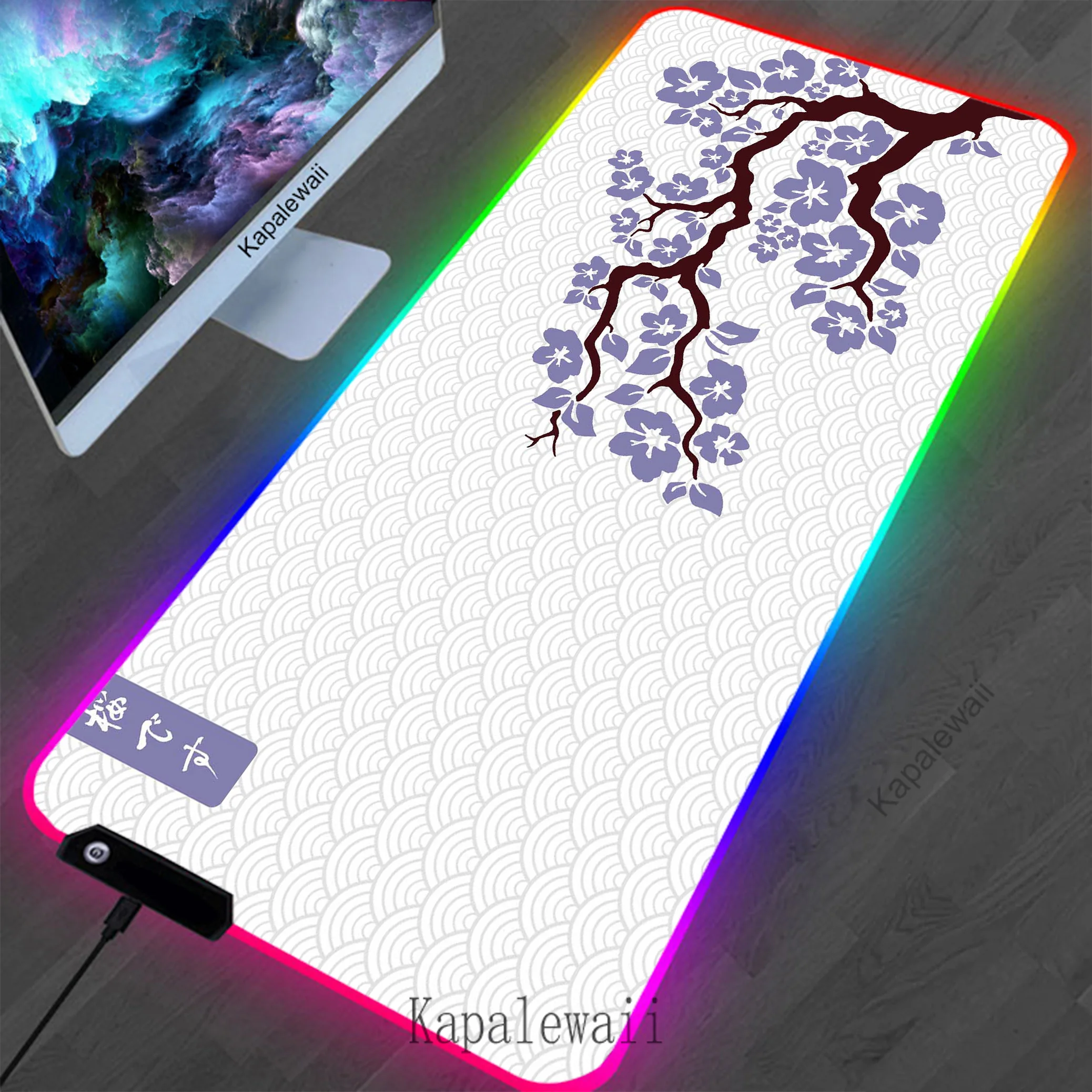 RGB LED XXL Sakura Mousepad Mousepad Gamer Mouse Pad Gaming Desk Mat Alfombrillas De Ratón Locking Edge Mouse Mat Keyboard Pads