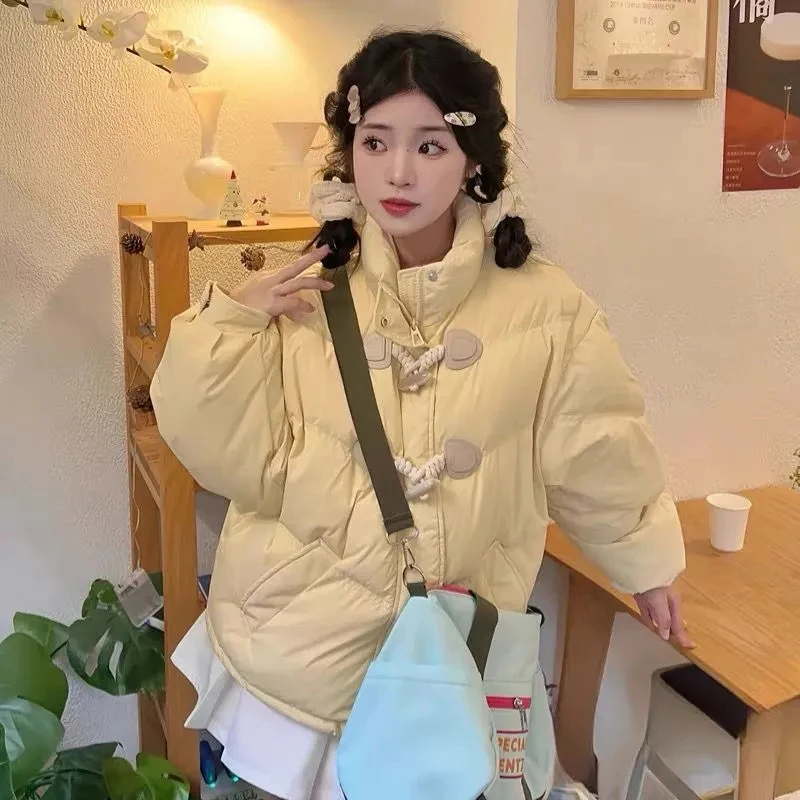

Korean Toggle Button Puffy Parkas Women Fall Winter Thick Warm Loose Coat Preppy Style Harajuku Y2K Casual Jacket