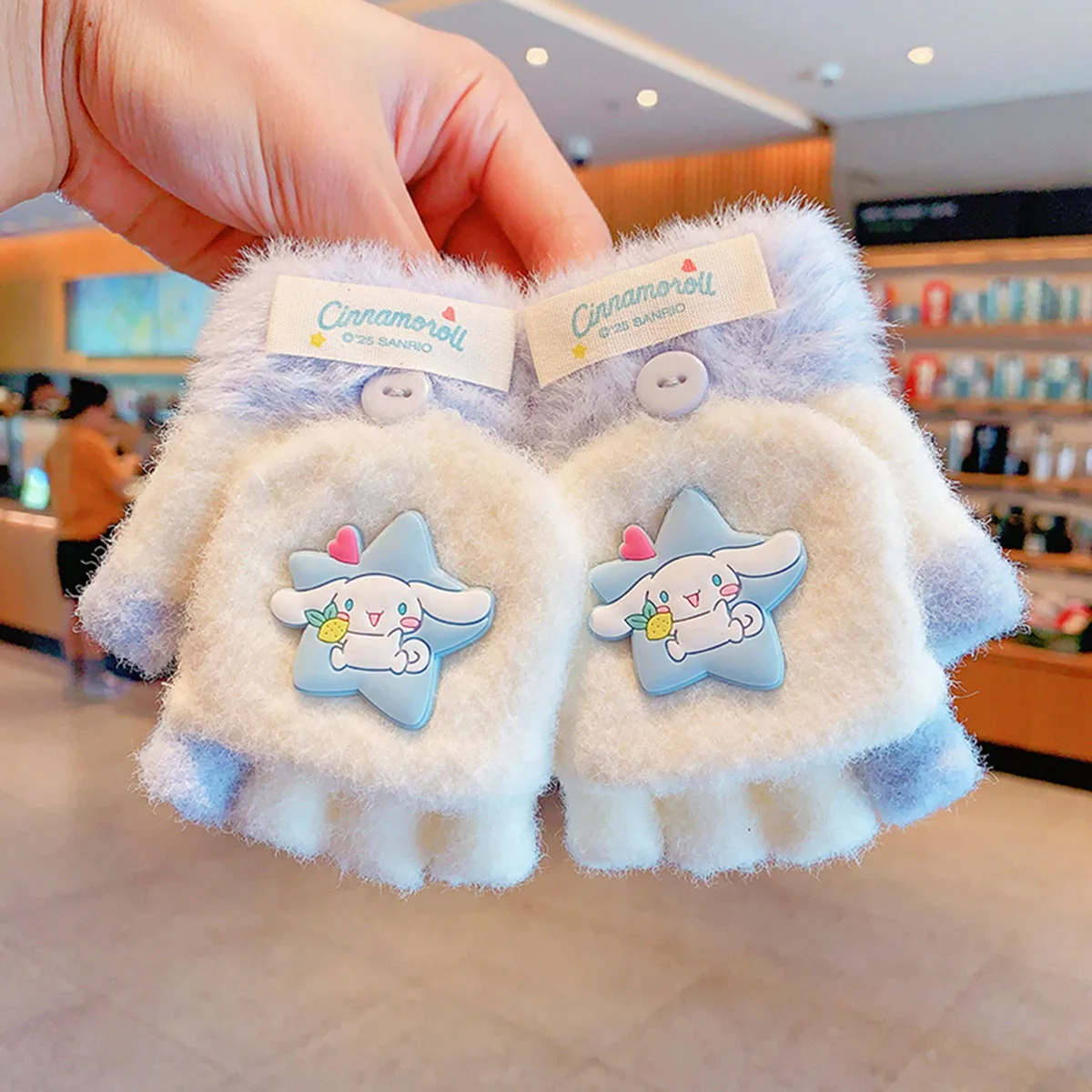 Sanrio Handschuhe My Melody Kuromi Kältebeständige Winter-Plüsch-Kleiderhandschuhe, warme Kinder-Weihnachtsgeschenke