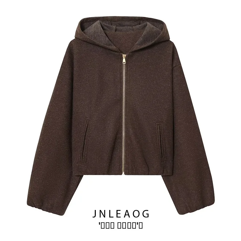 

JNLEAOG Женская модная эластичная подол с капюшоном Jaet ort Верхняя одежда из полиэстера с длинной застежкой-молнией Универсальная осенняя одежда...