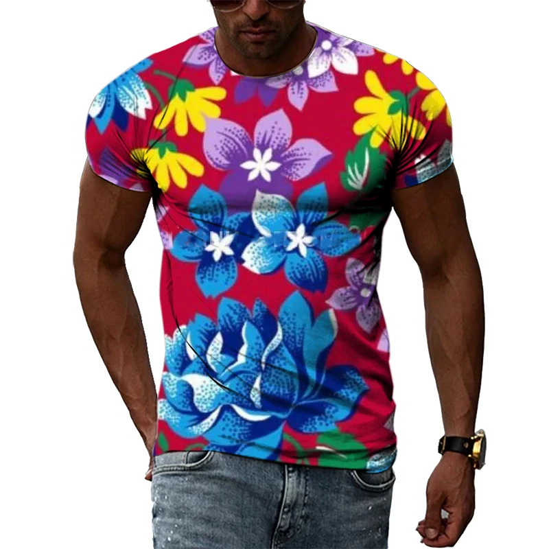 Summer Fashion Personality Flowers graphic t shirts Men Casual 3D Printed Short Sleeve Tees Hip Hop Trend Harajuku O-neck Tops