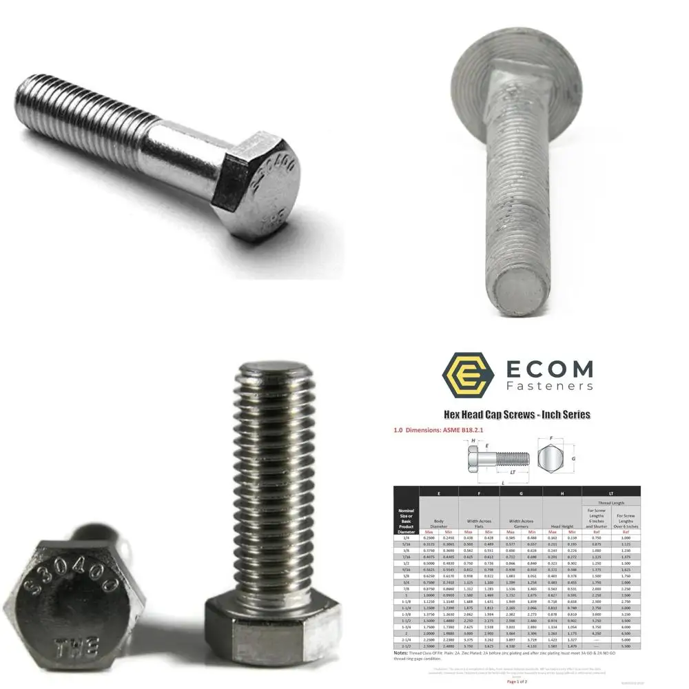 

Винты с шестигранной головкой из нержавеющей стали, 5/8-11 x 3,25 дюйма, грубая резьба, упаковка из 75 штук, с частичной резьбой для прочного крепления